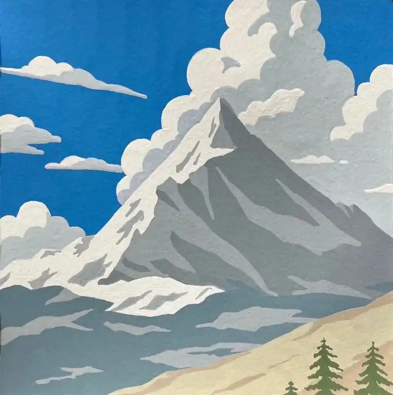 丙烯马克笔|治愈系画风61《雪山》保姆级教程来啦!