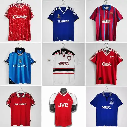 复古球衣怀旧英超英格兰国家队俱乐部球衣主客场成人短袖足球服