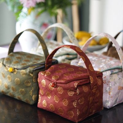 布袋归云居慢蓝布织锦手提包中式手工布艺旅行茶道