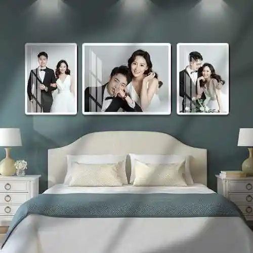 相框挂墙大尺寸玻璃韩式水晶婚纱照放大挂墙卧室结婚照大尺寸洗照