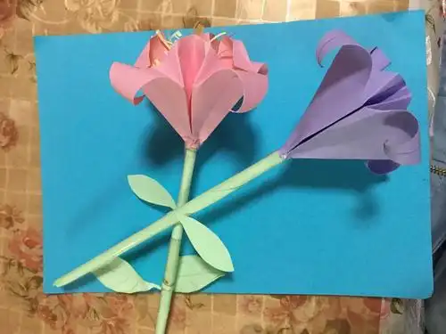 幼儿手工折纸花朵百合