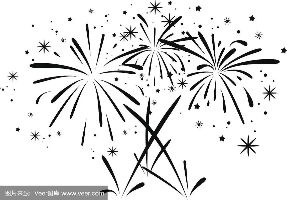 向量抽象黑白烟花绽开