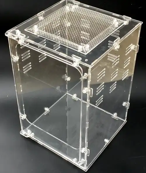 亚克力爬虫箱带网蜘蛛蜥蜴变色龙守宫树蛙专用透明螺丝保温饲养箱