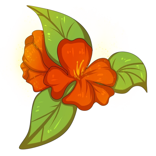 卡通手绘红色山茶花插画图片