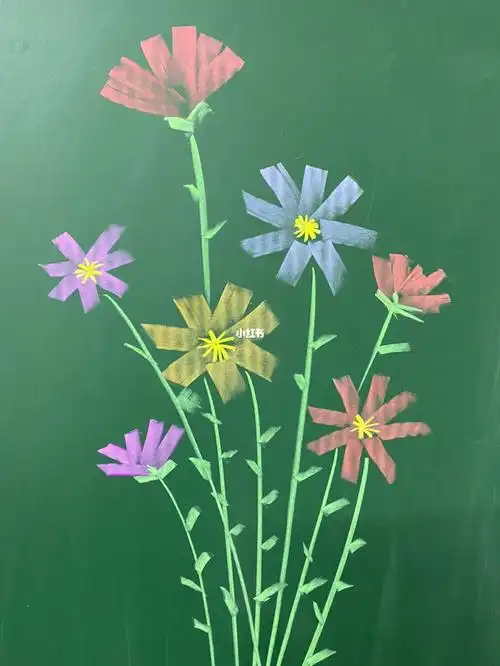 黑板报 #黑板画 #简笔画 #儿童创意画花卉  #每天一幅粉笔画  #画画