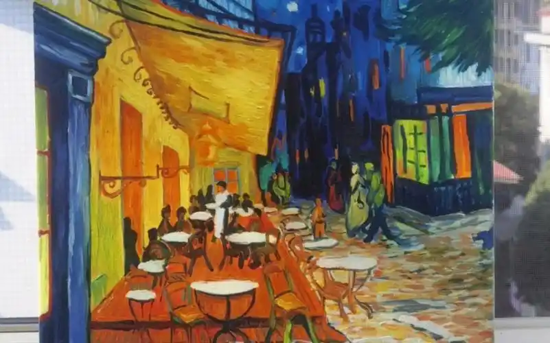 自学油画,第二幅.临摹——梵高《露天夜晚咖啡座》