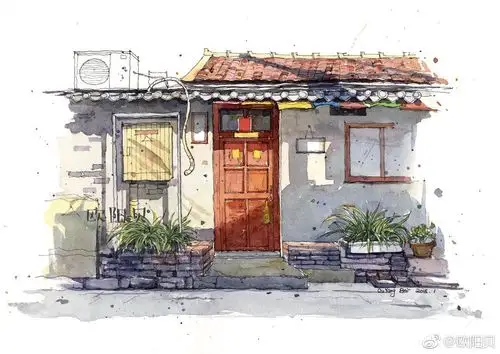 淡彩建筑 #钢笔淡彩# (作者:欧阳贝 )