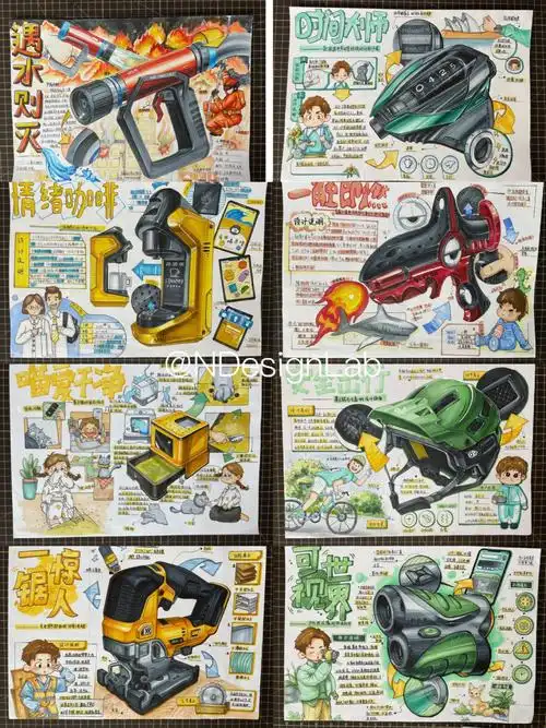 工业设计手绘小版面学生作品产品手绘