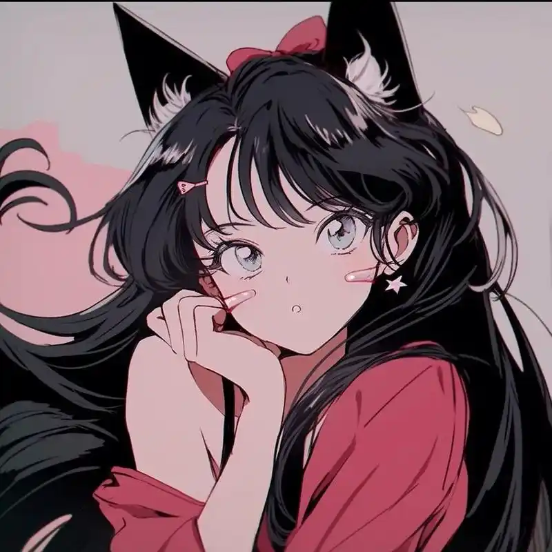 midjourney|旧漫头像-复古蒸汽波-甜酷猫女