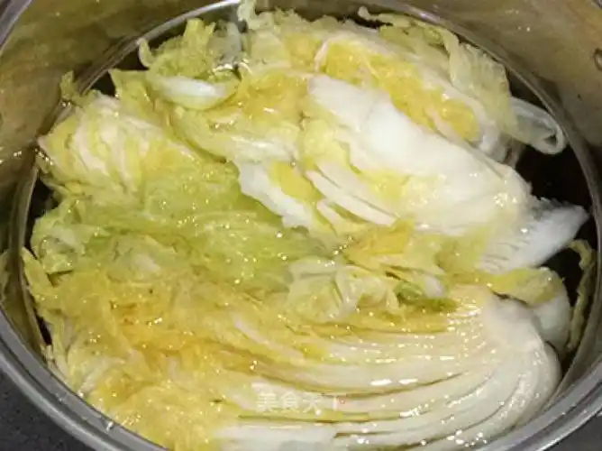 全部浸泡在盐水里5~6小时, 白菜全软(不可太咸,撕下一小块用水