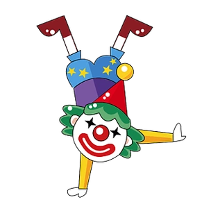 马戏团小丑单手倒立卡通插画png