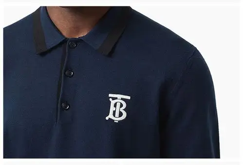 【新tb logo】burberry 博柏利 男士镶边tb棉质polo衫