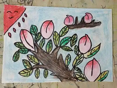 油画棒作品《桃子树》 - 美篇