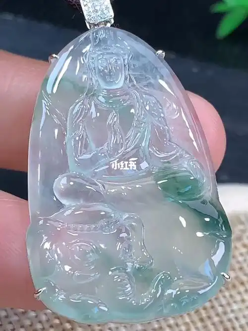 18k金镶嵌天然翡翠普贤菩萨吊坠