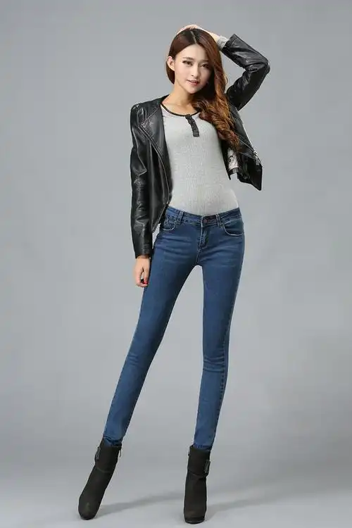 实拍#528#女装弹力铅笔裤秋新款韩版潮牛仔长裤子修身小脚牛仔裤