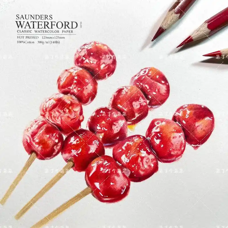 彩铅手绘-冰糖葫芦～(步骤图)冬天就要吃酸酸甜甜的冰糖葫芦～ - 抖音