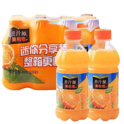 美汁源果粒橙 新鲜橙汁迷你小瓶果汁饮料300ml*12整箱包邮