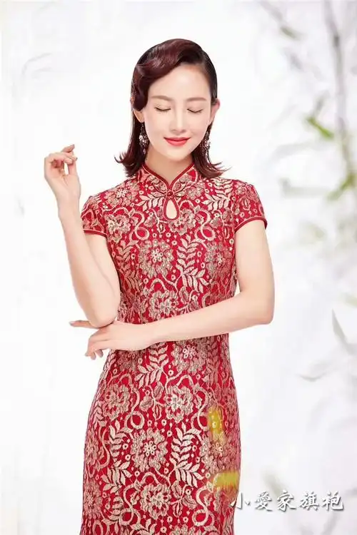 高端品牌壹美正品佳人旗袍长款蕾丝旗袍