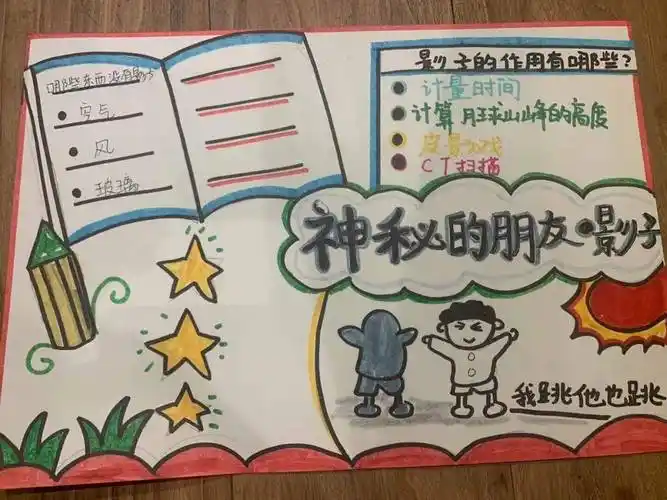 自己设计版面,添加色彩,编辑内容,制作关于影子的手抄报