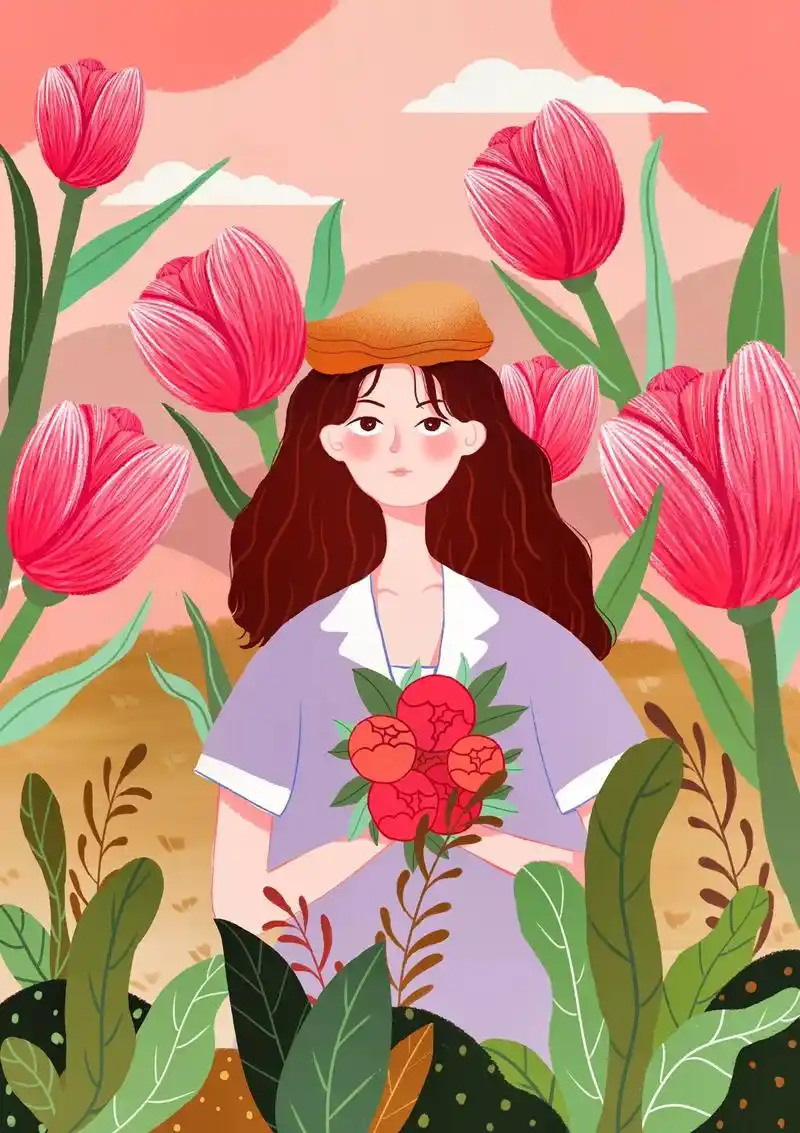 森系插画.今日速涂  森系少女插画  #森系少女 #商业插画 - 抖音