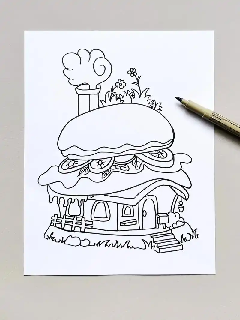 汉堡房子创意儿童画 | 想象画.喜欢吃的汉堡如果突然变成了个 - 抖音