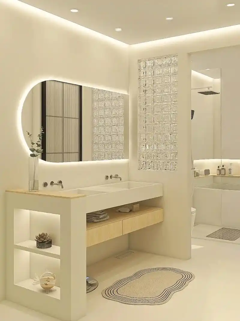 奶油微水泥卫生间干湿三分离