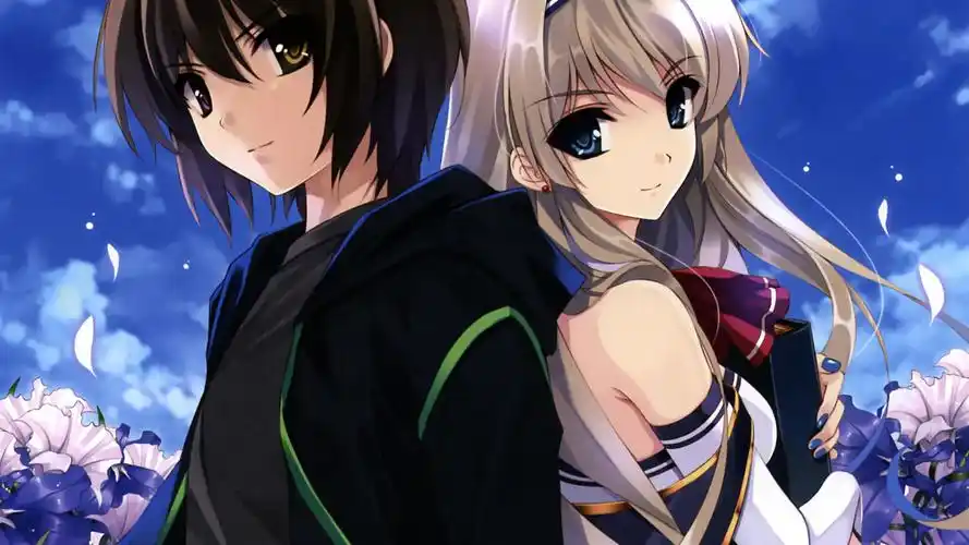 女孩,男孩,背靠背,爱情,恋人,动漫壁纸