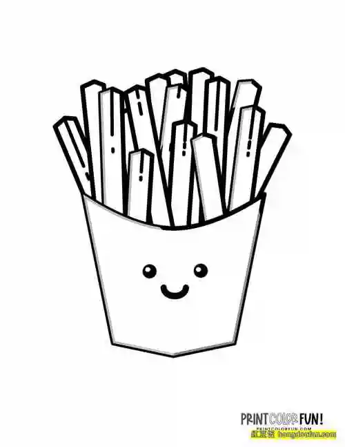 6张披萨薯条手绘卡通简笔画