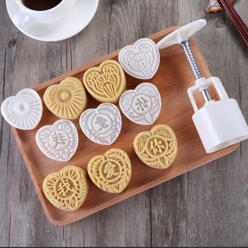 中秋新款广式带字我爱你冰皮月饼模具家用不粘家用立体压花手压式