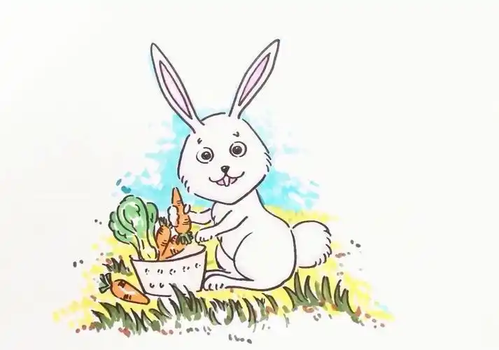兔子树简笔画彩色