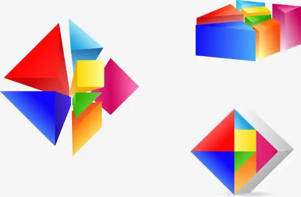 立体七色块拼接