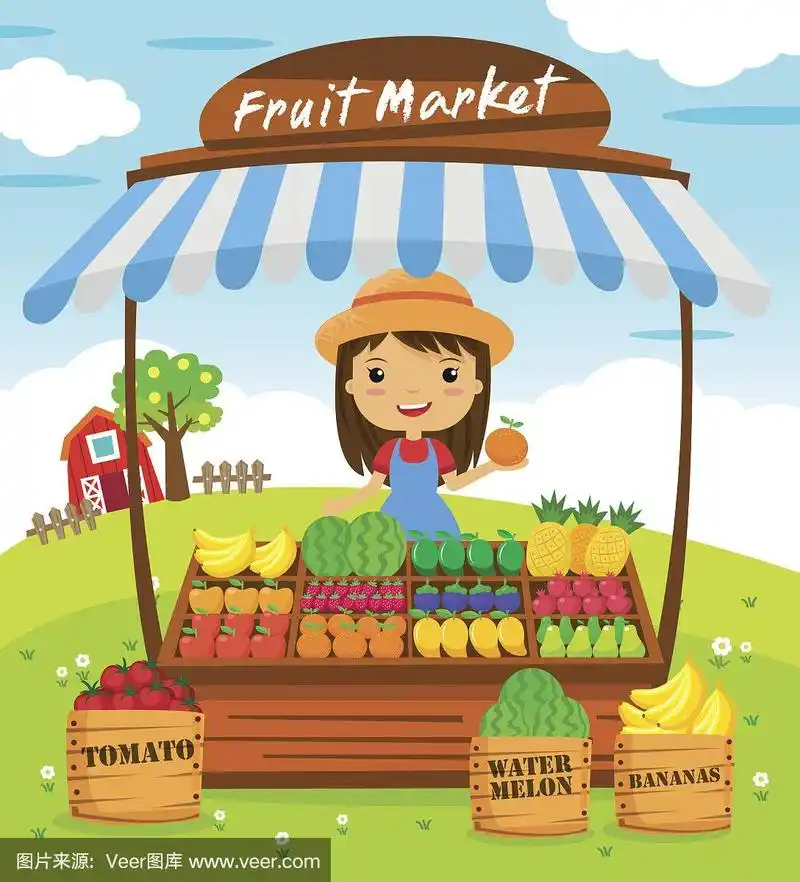 水果店摊位卡通人物