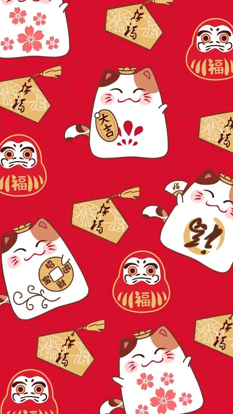 超可爱的招财猫卡通图片手机壁纸