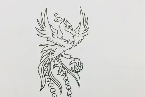 霸气古风凤凰简笔画怎么画简单飞翔凤凰简笔画步骤