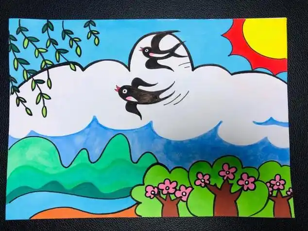 春天的儿童画春天的儿童画简单的画