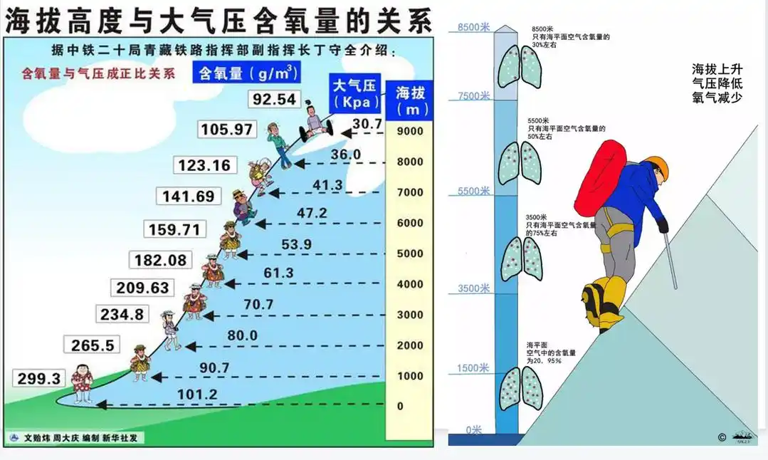 海拔越高,气压越低,高原反应越明显