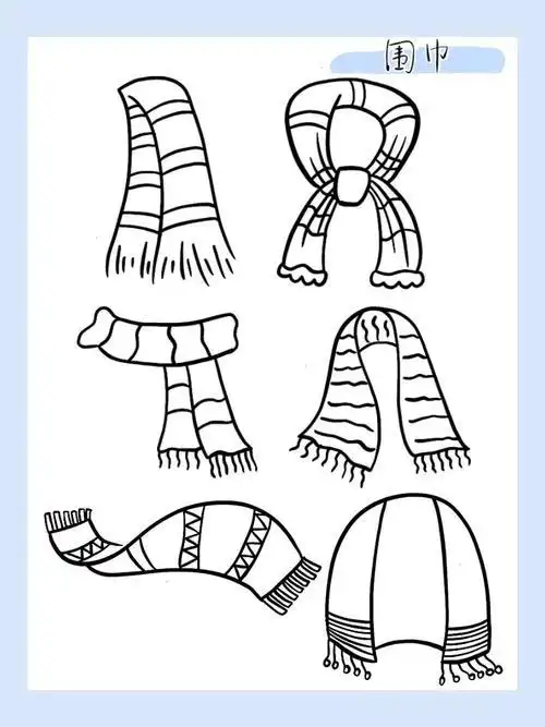 吧卡通围巾简笔画素材围巾的简笔画简笔画冬天的景色简笔画 手绘 线稿