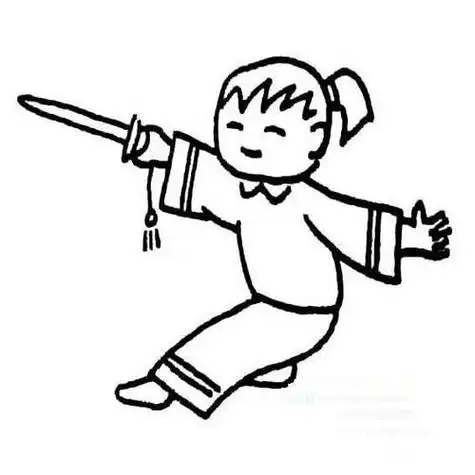 儿童手抄报怎么画一个在练武术的小男孩卡通儿童简笔画中国功夫简笔画