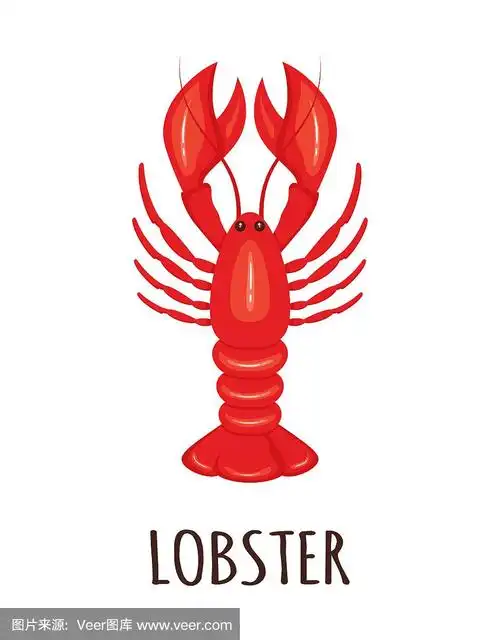 卡通龙虾孤立在白色,矢量插图