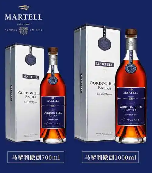 蓝带xo martell干邑白兰地法国原装原瓶进口洋酒烈酒 1000ml单支礼盒