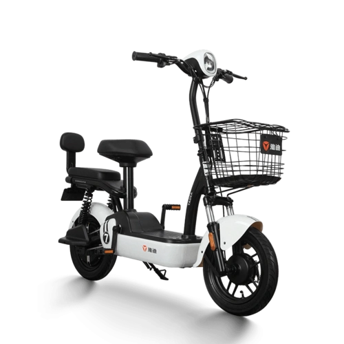 雅迪电动车新款铅酸小金鼠b48v电瓶车踏板代步电动自行车 白色