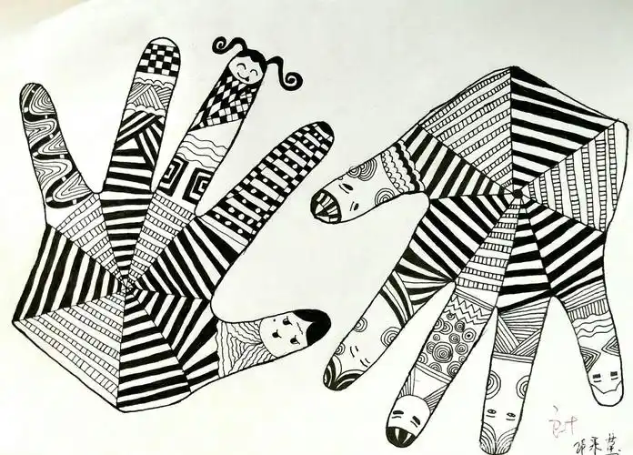 郁南职校2017年春季幼师1丶2班线描画优秀作业展.