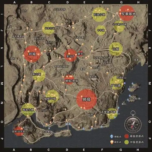 pubg绝地求生吃鸡刺激战场沙漠地图资源分布带中文标注