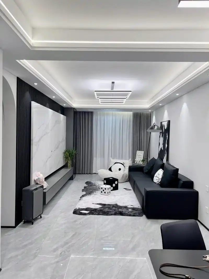 灰色系窗帘真是好看到飞起 我家92客厅装修主要是以黑白灰色系为主