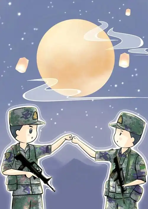 中秋佳节送你一组军人漫画壁纸