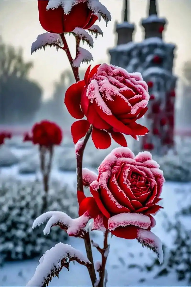 艾特你想艾特的人 来看雪中玫瑰真的是件浪漫的事. #图文伙 - 抖音