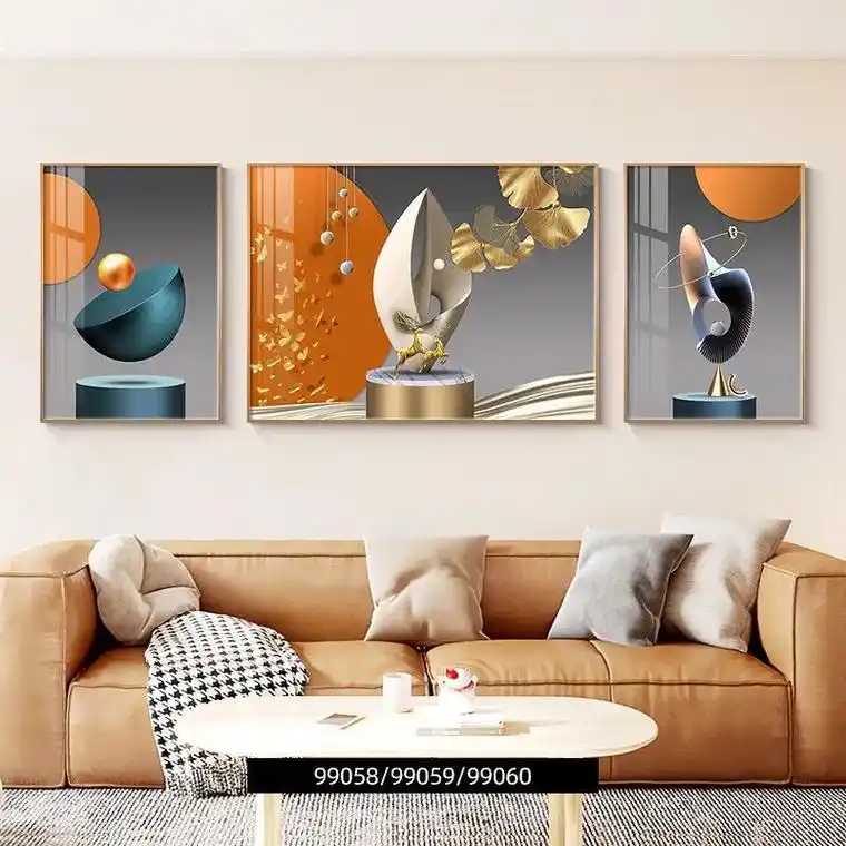 北欧风客厅装饰画唯美花海沙发背景墙挂画现代简约高档三联画壁画