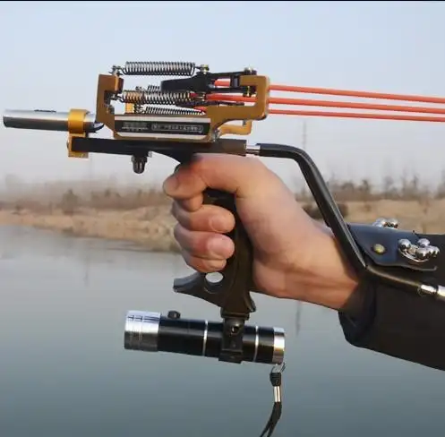 精准弹弓器射鱼枪射鱼器鱼镖金属带瞄准镜不锈钢红外线户外强力弹