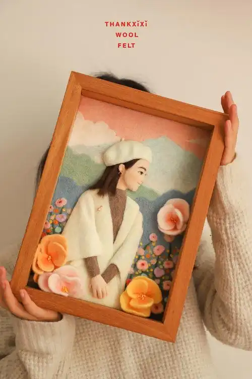 羊毛毡人物画 | 尝试戳侧面的.