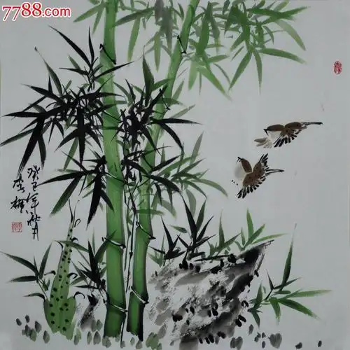 李枫四尺斗方国画竹子《竹韵图》